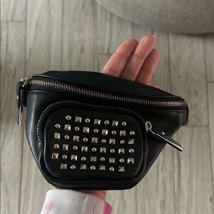Black Studded Leather Belt Bag - FINAL SALE